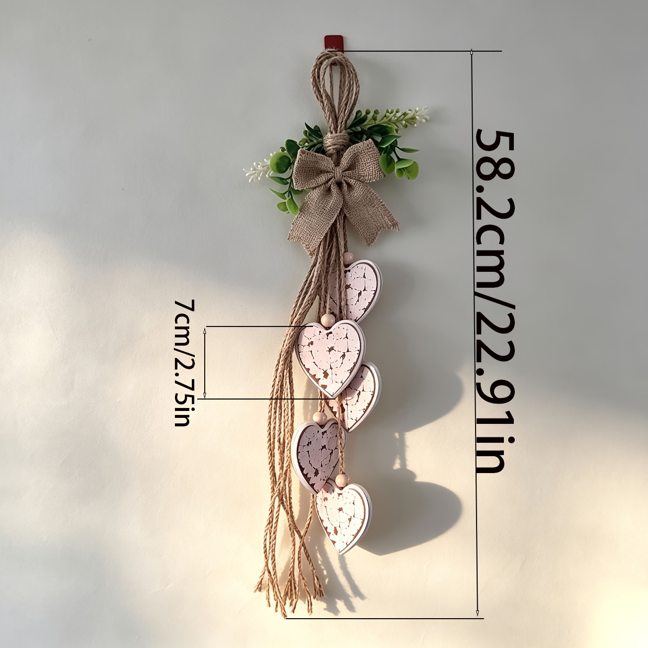 TEMU Hanging Heart Wall Decor – Rustic Farmhouse Style 5-tier Wooden Heart Ornament – Vintage-look Hanging Decor In Neutral Rustic Tones – Suitable