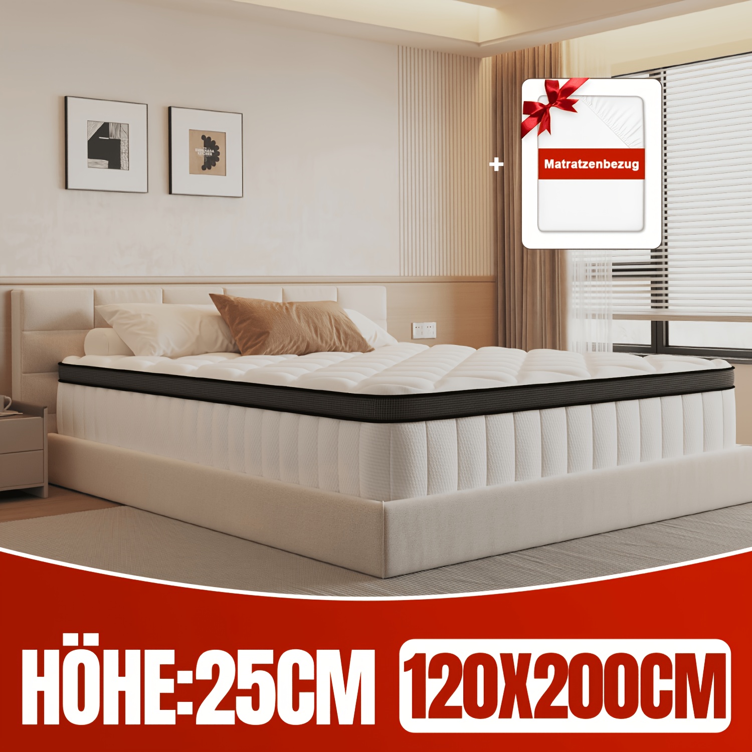 TEMU Qualité Supérieure | Matelas Gronfont 80x200/90x200, 100x200/120x200, 140x200/160x200/180x200cm, Matelas à Ressorts Ensachés de Qualité