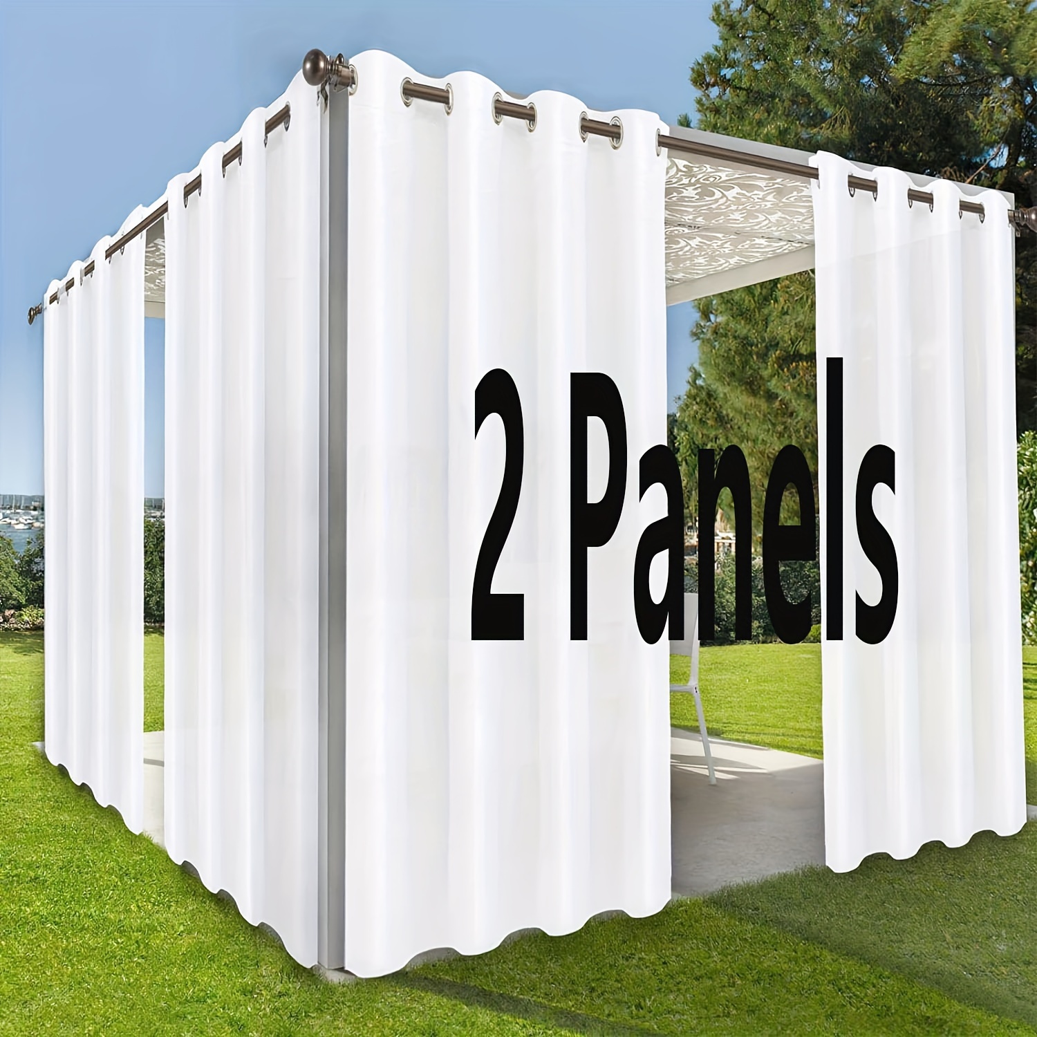 E-shop 2er-Set Innen- und Außenvorhänge für Terrasse, Sichtschutz, Sonnenschutz mit Ösen, UV-beständige Vorhänge für Pavillon, Veranda, Pergola