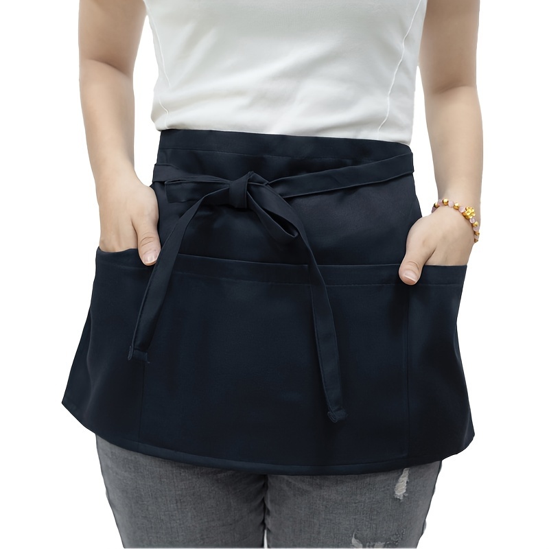 

1pc Apron, Half Length Waterproof Apron With 3 Pockets, Oilproof And Washable Simple Apron, Suitable For Home Cleaning Servers And Chef, Home Decor, Home Accessories