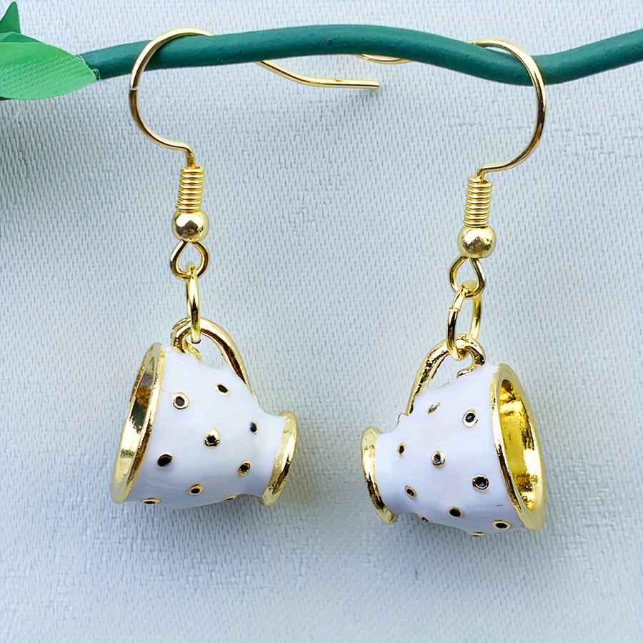 

Vintage Cup Drop Dangle Earrings Creative Female Earrings Couple Gift Woman Gift Best Friend Gift