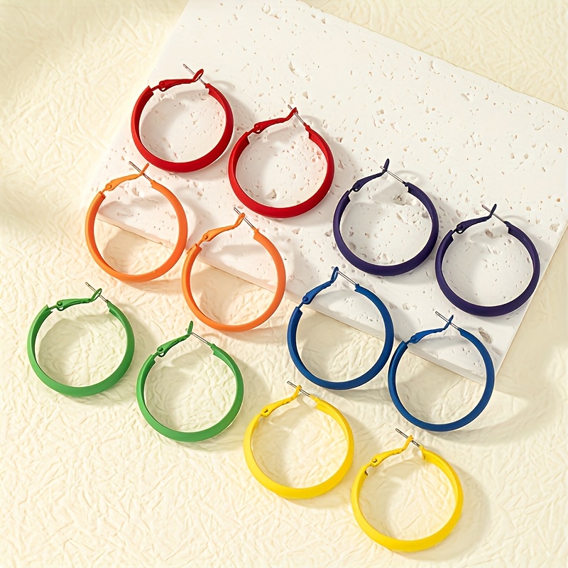 TEMU 12 Pezzi Set di Orecchini Minimalisti Colorati in Stile e Americano