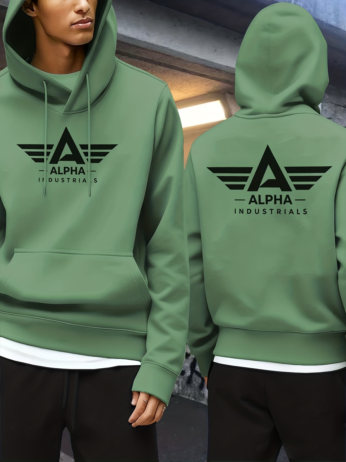 Men's Plush Thick Winter Hooded Sweatshirt - Retro Letter 'M' Print Pullover, Lightweight Warm Sweater with Hood, Machine Washable Casual Sweatic for Cold Weather Outfits (Men's Fashion)