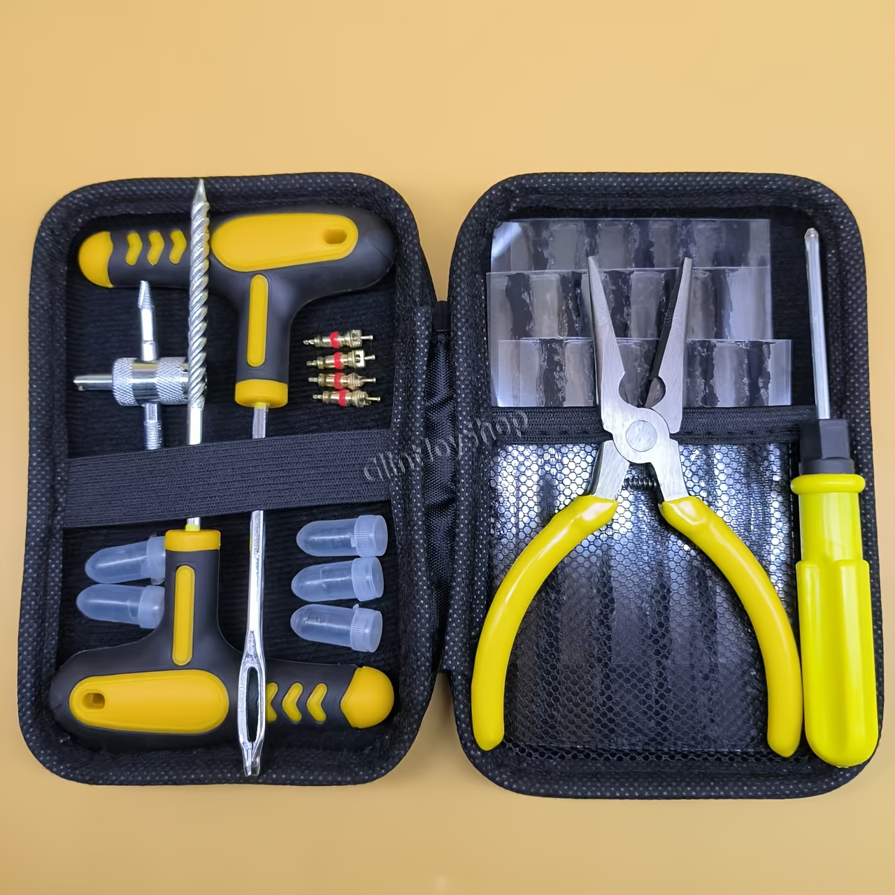 Tire Repair Kit | Self-tapping Screw Repair Kit With Screwdriver, Pliers, Tire Patch Plugs, And Valve Stem Tool - Suitable For Cars, Trucks, , Motorcycles Emergency Repair