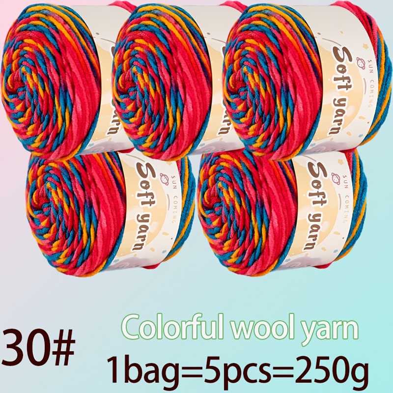 TEMU 1 Bag = 5pcs High-quality Gradient Cake Yarn Skeins, Medium-chunky Weight, For Hand-knitting Scarves, Sweaters, And Blankets. Tie-dyed With