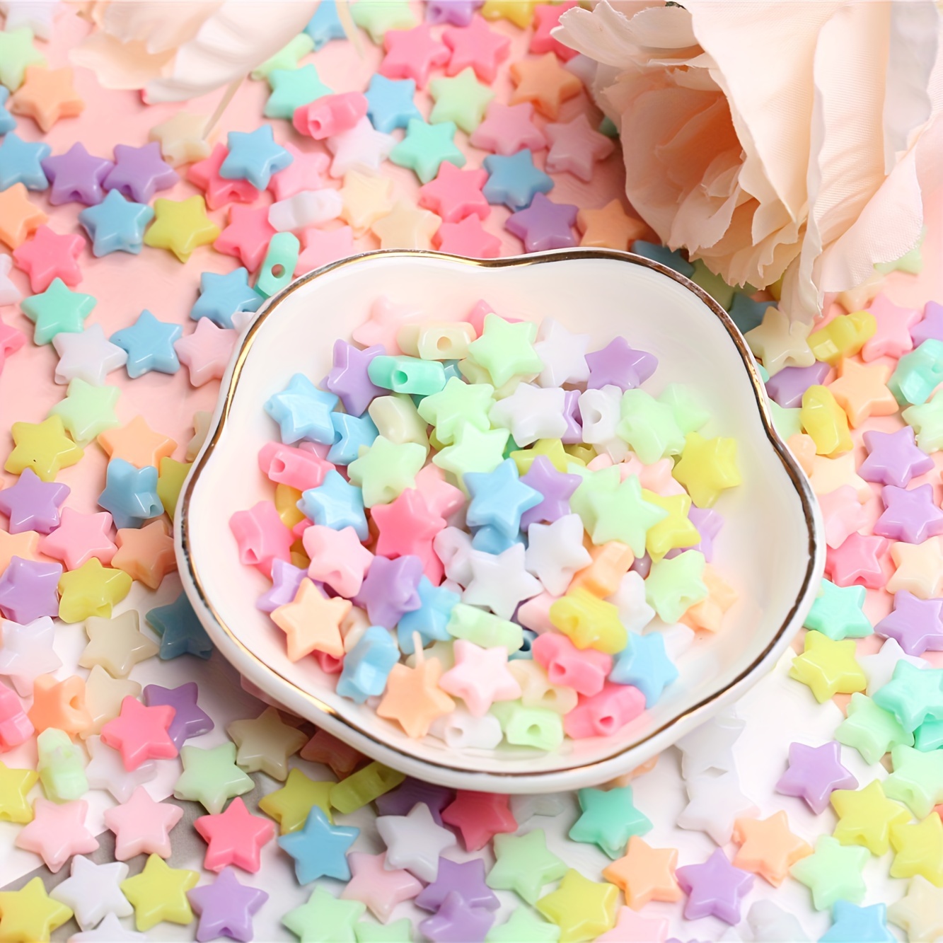 

400 Pcs 10mm Acrylic Acrylic Star Beads, Spring Candy Color For Diy Handmade Bracelets And Necklaces, Educational Craft Beads For Intelligence Development