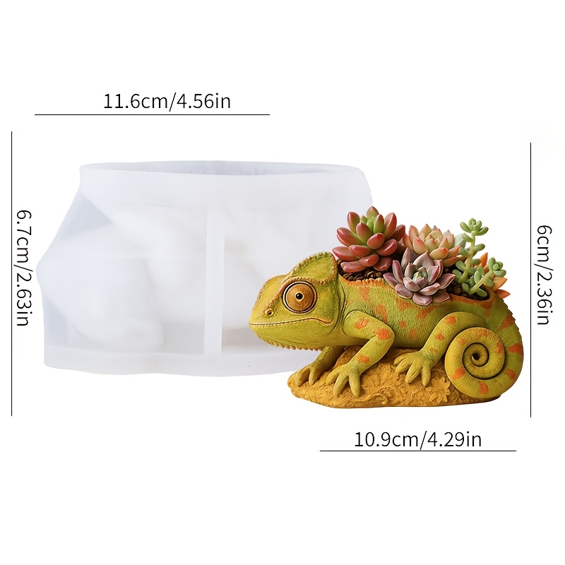 TEMU Resin Casting Molds, Lizard Chameleon Silicone Molds, Durable And Easy Demolding, For Making Gypsum/resin Planters, Clay Storage Containers,