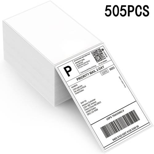 photo de l'article lot de 505 feuilles détiquettes dexpédition pliables 10,16 x 15,24 cm, qualité , avec limpression thermique