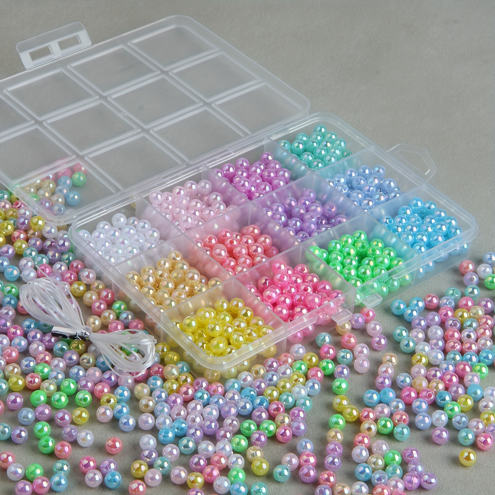 

12 Grids About 720pcs 6mm Colorful Beads For Jewelry Making Diy Fashion Bracelet Necklace Mobile Phone Chain Box Beading Decors Set Handmade Craft Supplies