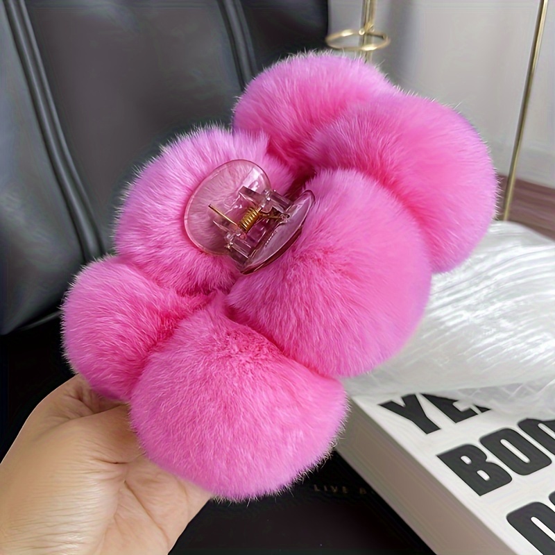 Image of 7pcs/4pcs/3pcs/1pc 5.1in/13cm Faux Clips, Large Fuzzy Claw Clip For Hair, Claw Clips Fluffy Hair Clip For Women