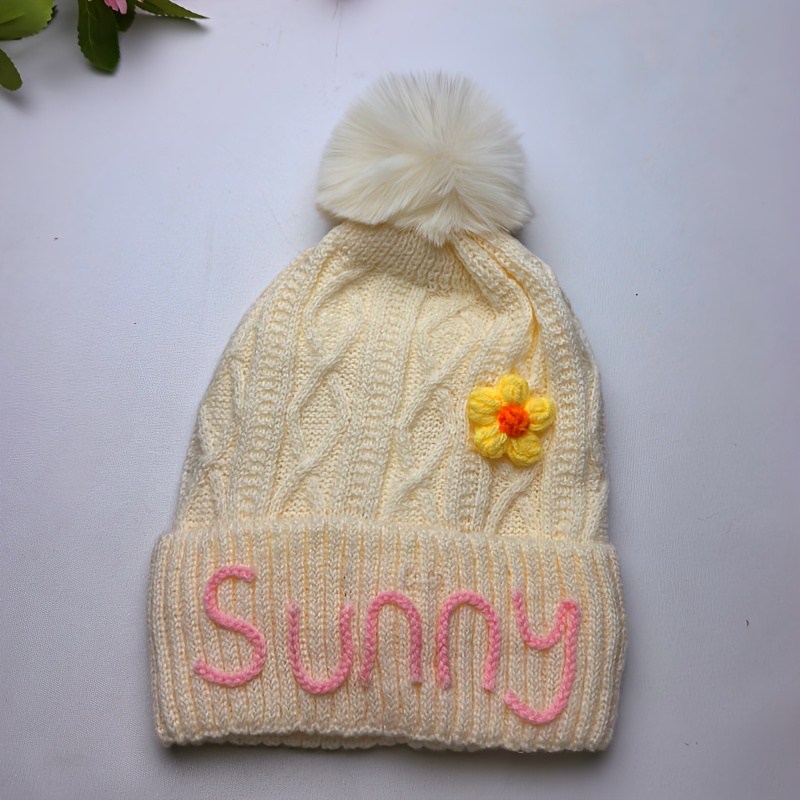TEMU Slouchy Personalized Beanie - Custom Name Hat With Pom, Cute Fashion For Women, Soft Chunky Beanie With Pom Pom, Custom Name Beanie For Women -