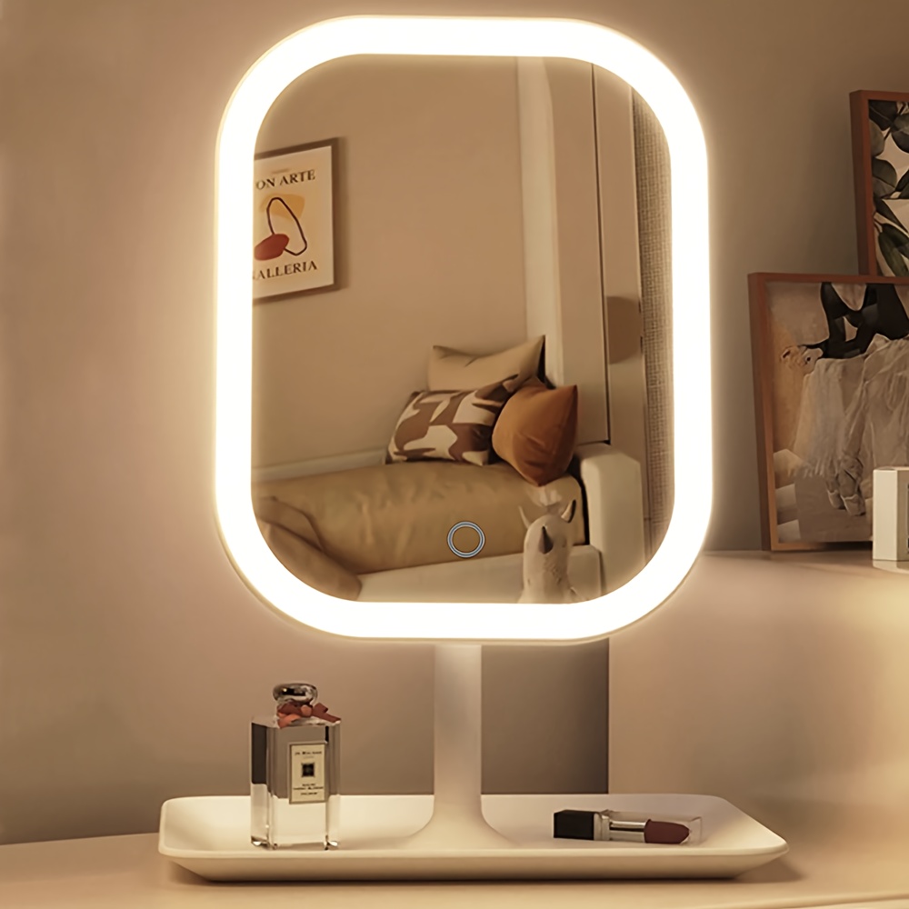 LED Makeup Mirror, Rechargeable Desktop Vanity Mirror with Lights, 3 Light Modes, Touch Control, Adjustable Brightness, Portable Lighted Beauty Mirror, Travel Vanity Cosmetic Mirror with Lights 17 LED Makeup Mirror, Rechargeable Desktop Vanity Mirror with Lights, 3 Light Modes, Touch Control, Adjustable Brightness, Portable Lighted Beauty Mirror, Travel Vanity Cosmetic Mirror with Lights