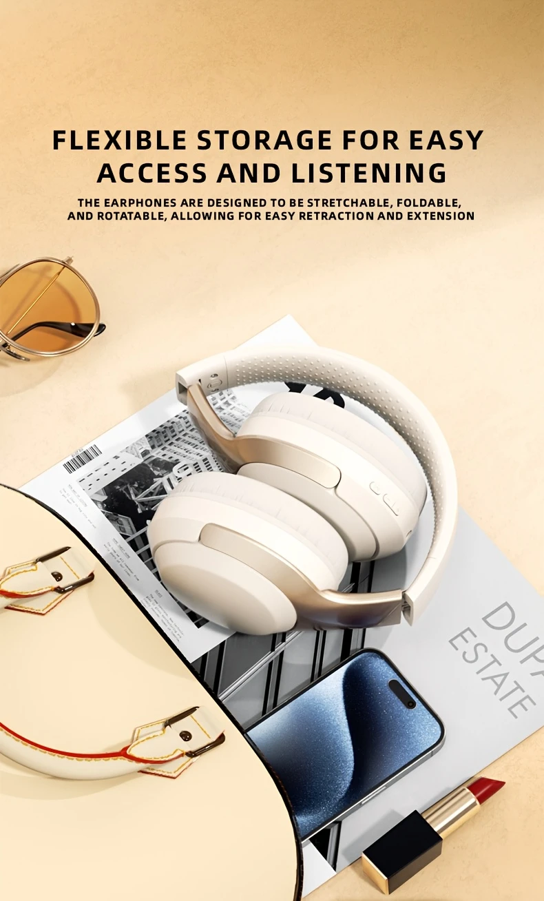 wireless wireless headphones active noise cancelling hifi foldable lightweight design fit with over ear mic for home office long lasting playtime usb c fast charge closed back styl details 10