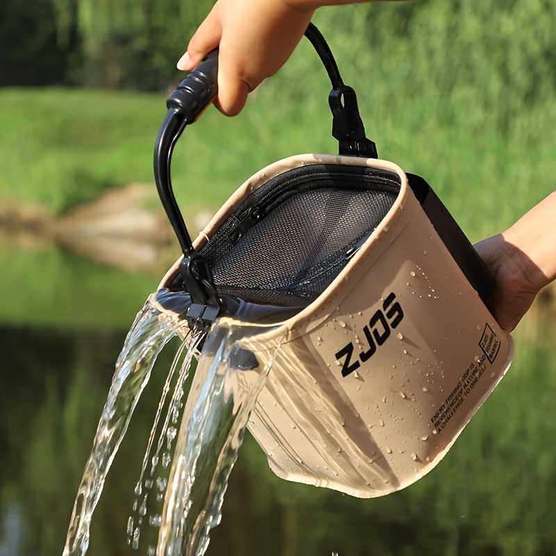 foldable fishing bucket 8l 13l portable fishing water pail robustness multi functional for hiking fishing camping traveling boating with 5meters rope Product details 5