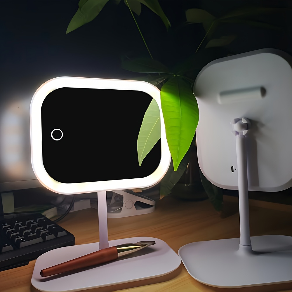 TEMU 1 stuk LED Make-up Spiegel met Instelbare Helderheid (Warm/Wit/ Licht), USB-aangedreven Draaibare Make-up Spiegel, Opvouwbare Reis Make-up