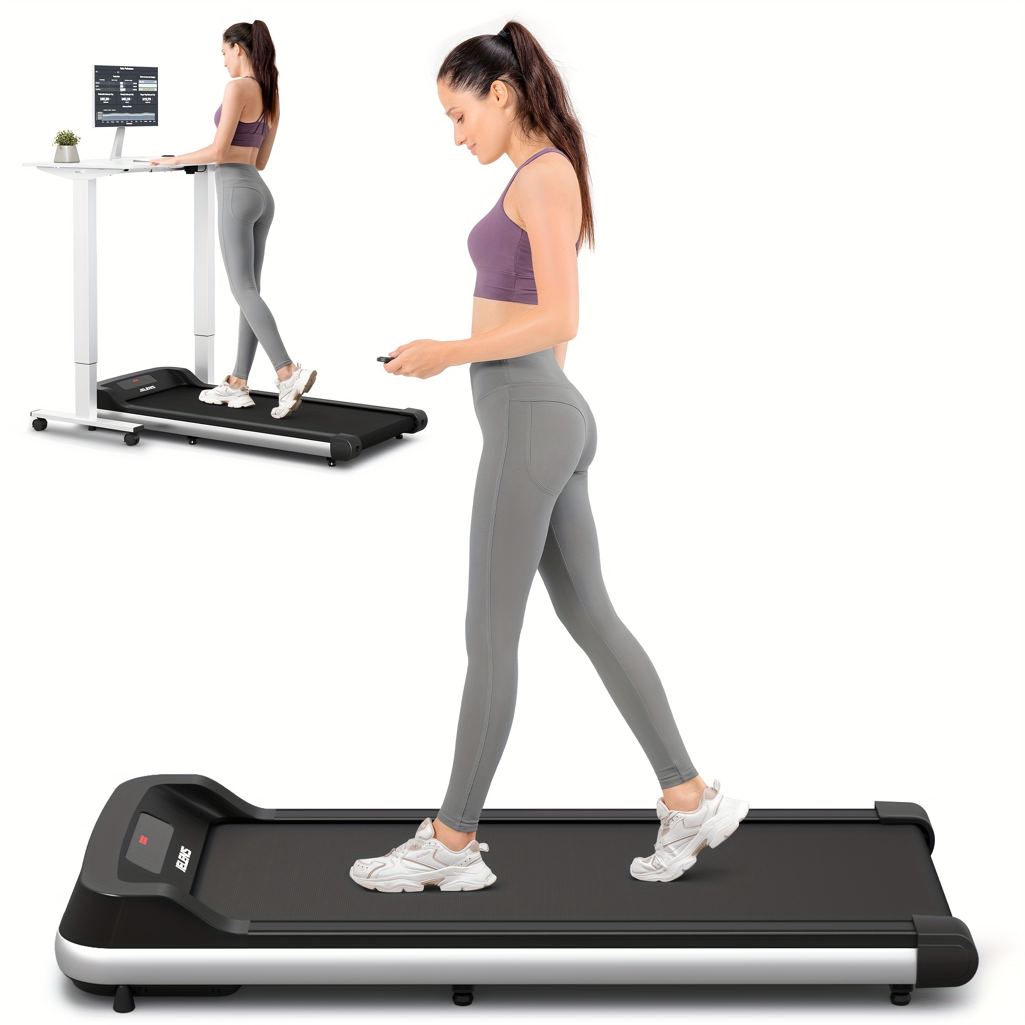 

Walking Pad, 2 In 1 Under Desk Treadmill With Remote Control, Portable Treadmill With Led Display, Jogging Machine For Home And Office