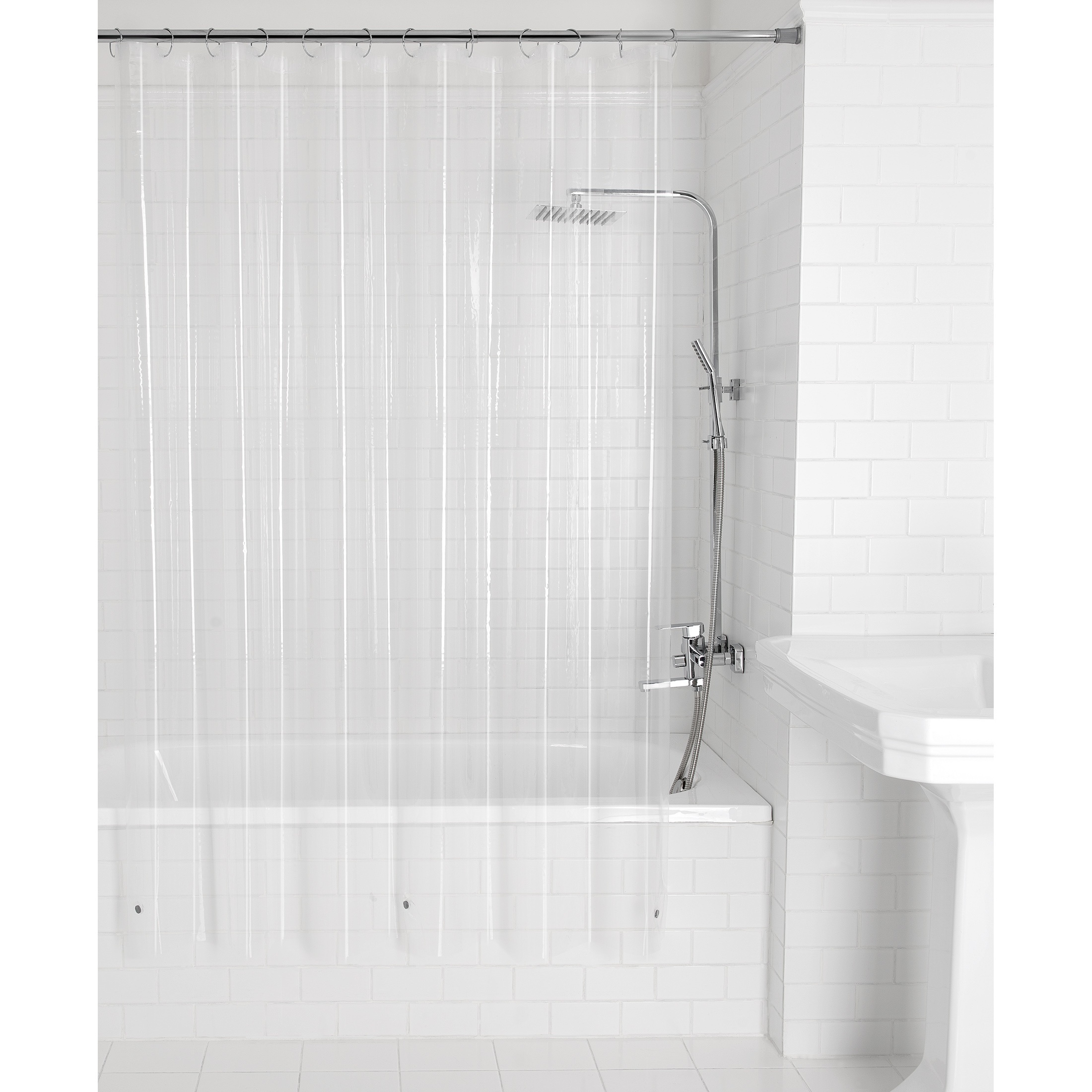 

White And Clear Color Peva Shower Liner With Lightweight Design, Compatible With Most Standard Tubs And Showers For