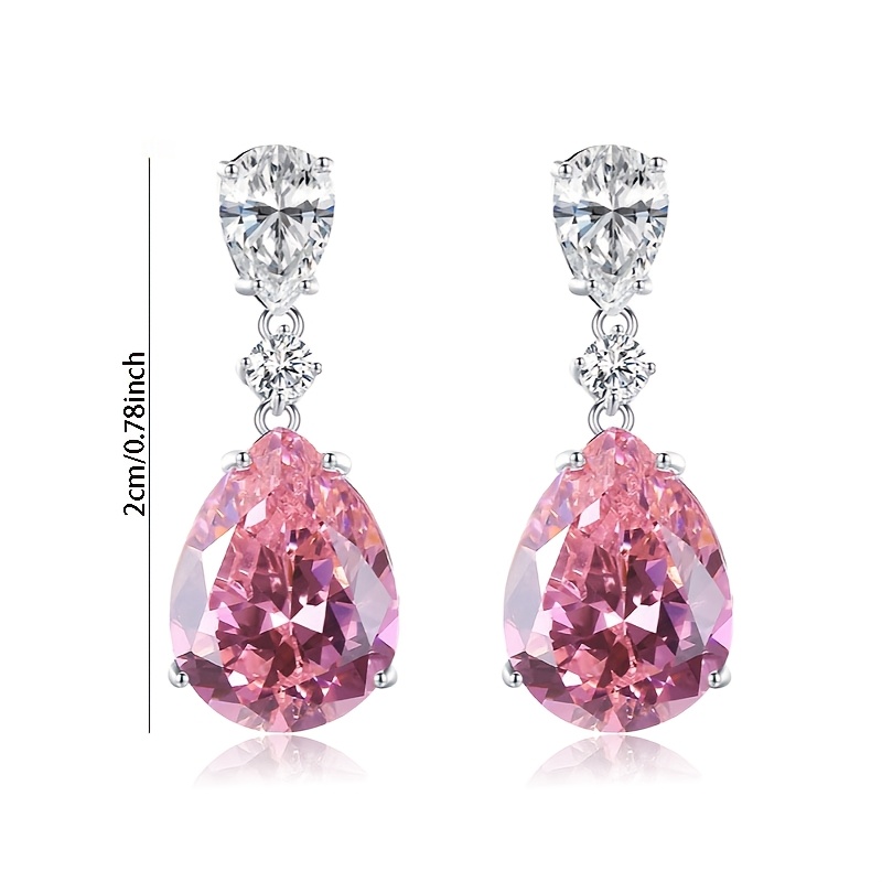 2pcs Women's Fashion Stud Earrings with Pink Zirconia