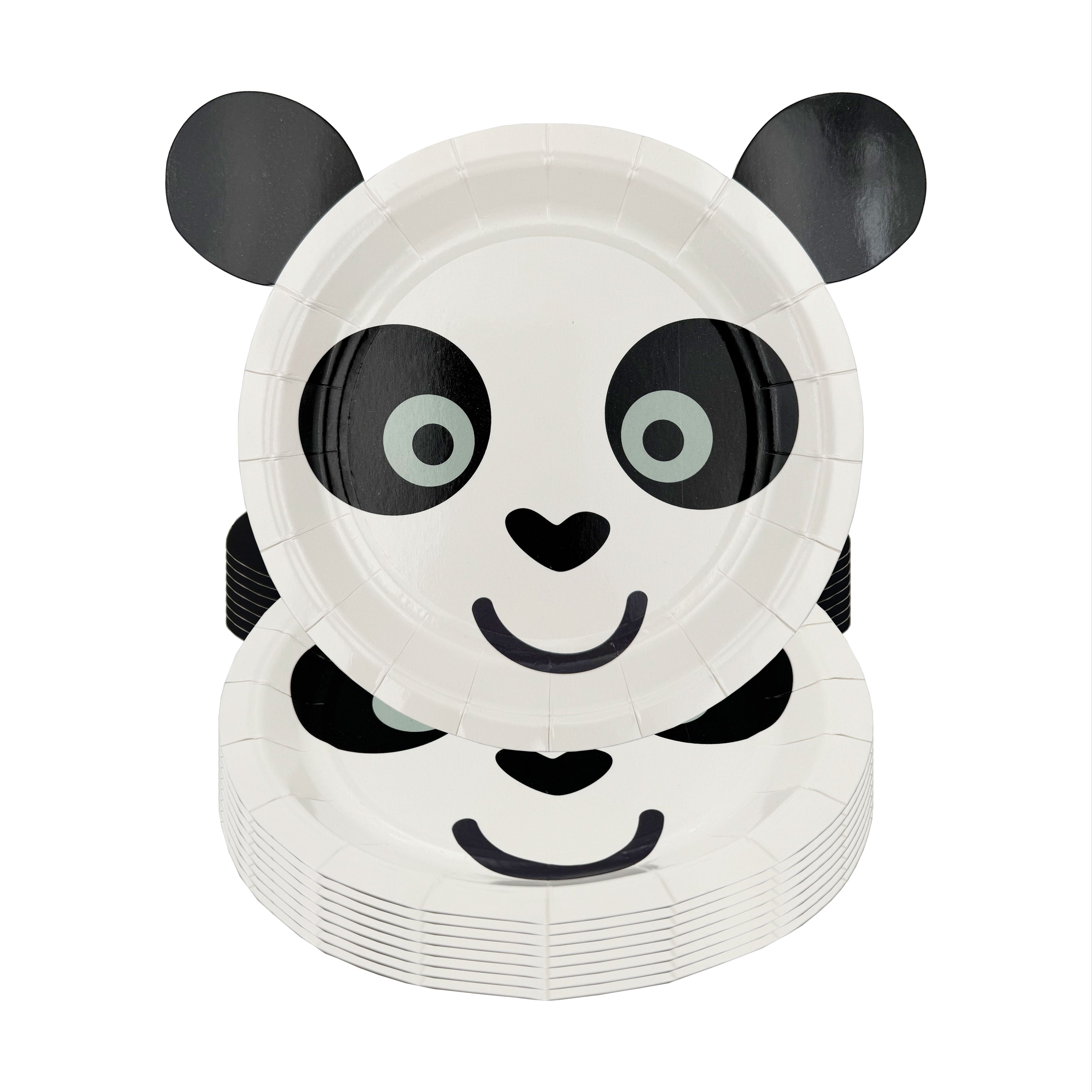 Image of 32-count Panda-shaped Paper Plates For Desserts, Ideal For Panda-themed Parties, Celebrations, Animal-shaped Disposable Dinnerware, Perfect For First Birthday Events