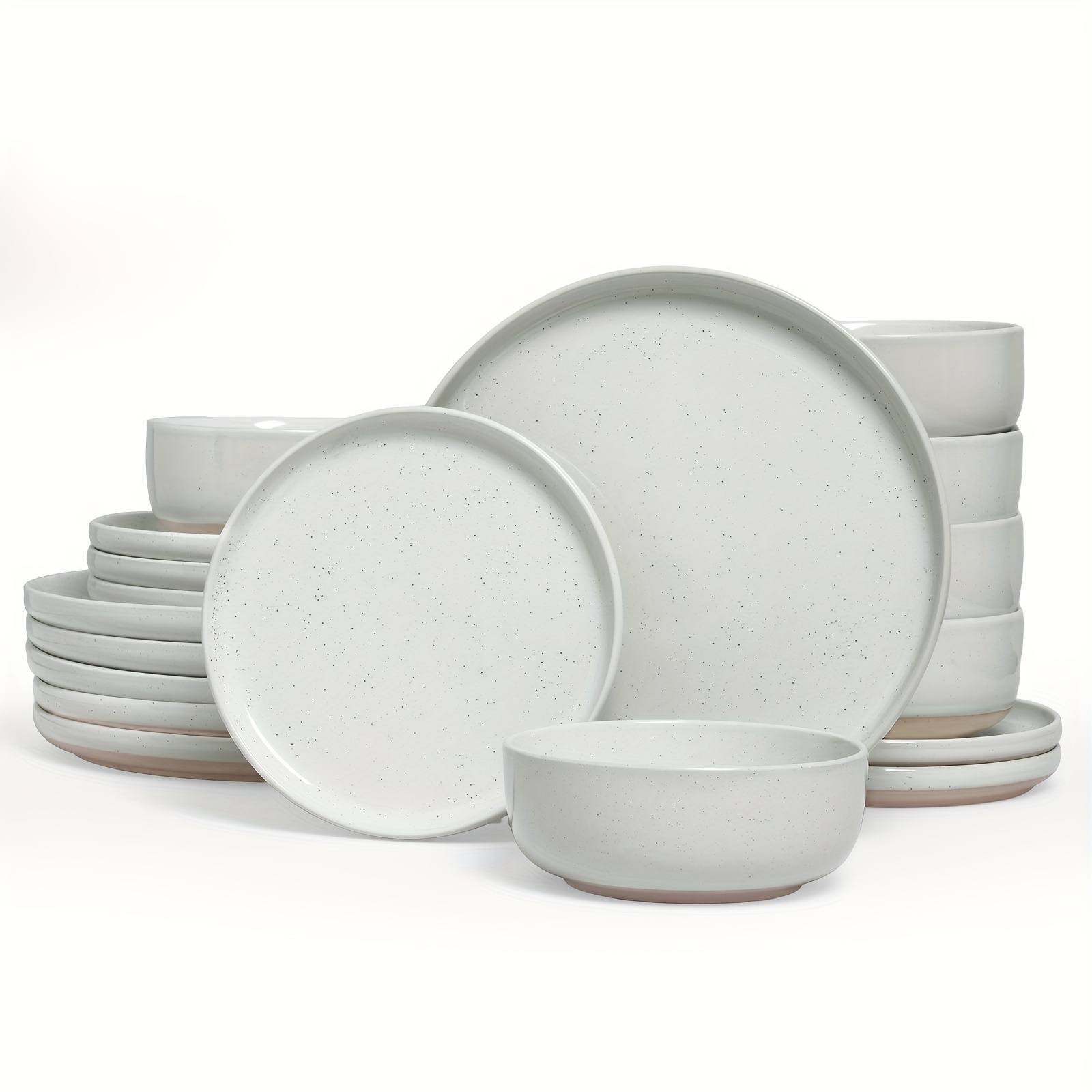 18pcs Stoneware Dinnerware Sets, Dish Sets For 6, Microwave And Dishwasher Safe, Sturdy And Stackable, White