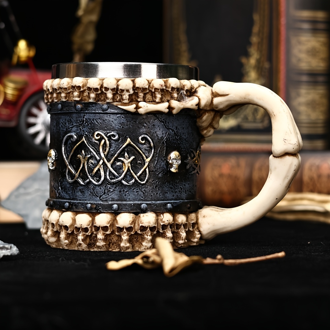 a hell devil hand mark coffee cup skeleton claw art shaped beer cup stainless steel 15 2oz dark style   water cup gift for friends christmas details 4