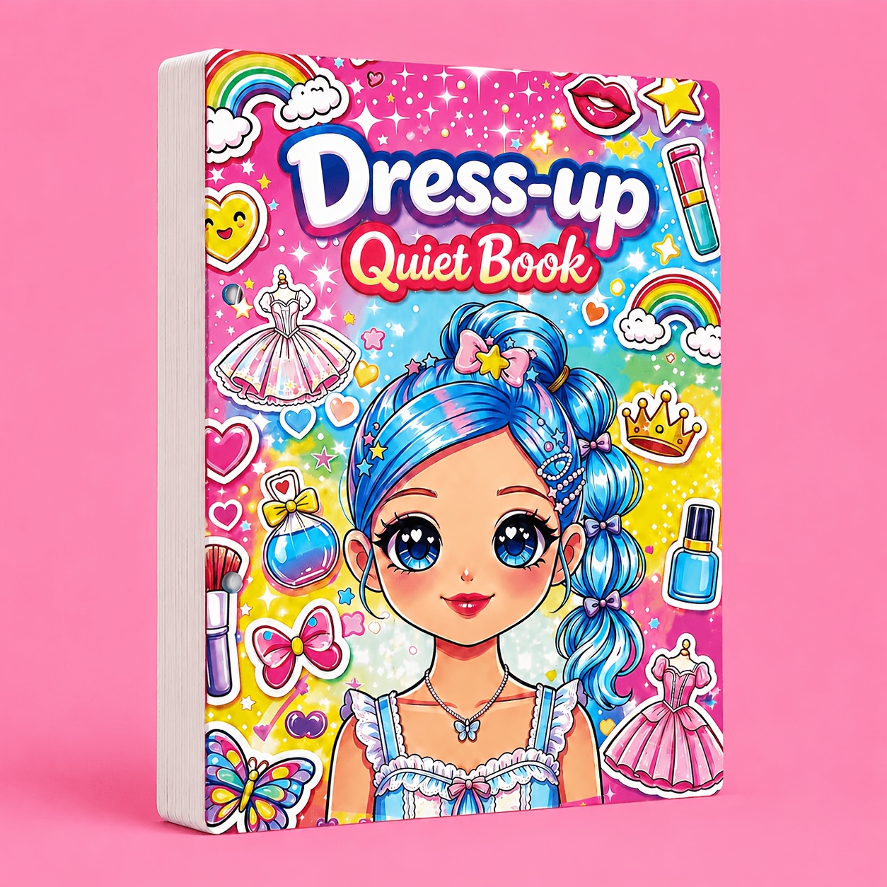 TEMU Libro travestimento da formato grande A4, libro attivit� con adesivi riutilizzabili, libro attivit� di gioco di ruolo per acconciature, nail art