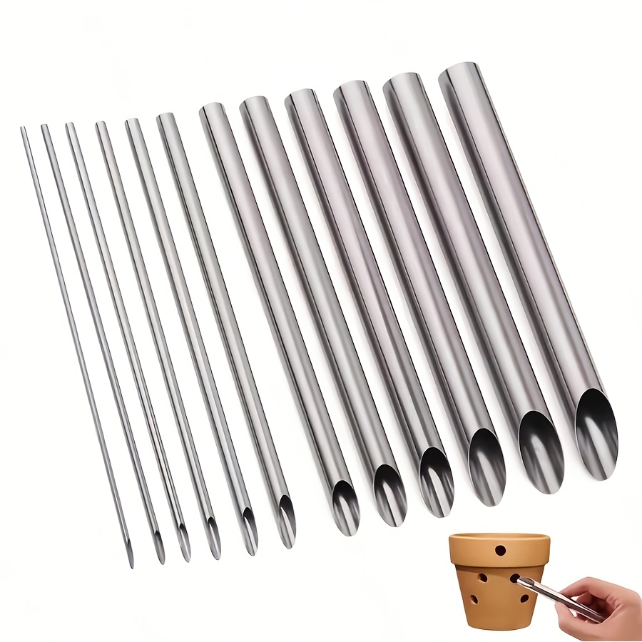 12pcs Ceramic Hole Puncher, Stainless Steel Hole Puncher, Clay Sculpture Modeling Tool, Pottery Hole Punch Carving Tool