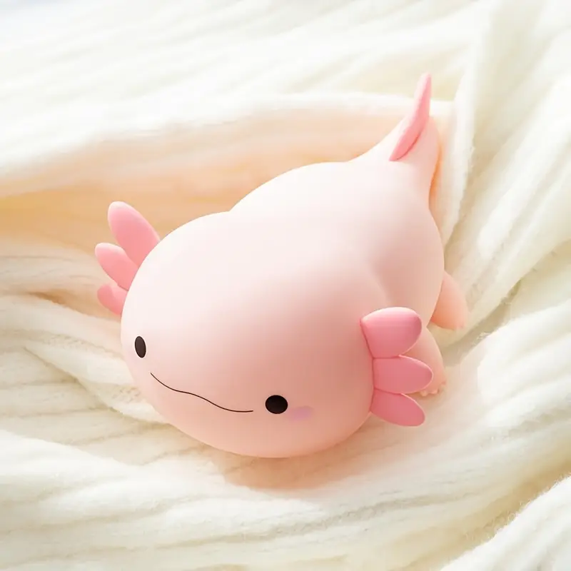 anime axolotl night light cute silicone pink dimmable rechargeable led with 1200mah lithium battery usb charging touch lamp for christmas sleep bedside room decor Product details 4