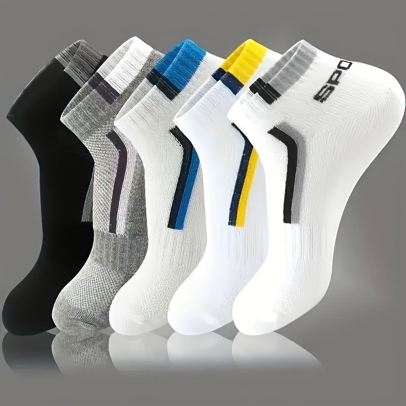 E-shop Zufällige Auswahl 20 Stück (10 Paar) / 5 Stück atmungsaktive Sportsocken für Herren Damen, modischer Buchstaben-Aufdruck, hochelastische