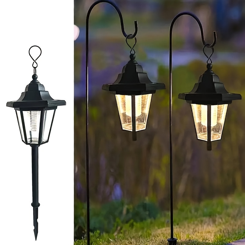 

2pcs Solar Powered Garden Lights, Stainless Steel Hexagon Vintage Courtyard Lamp, Outdoor Landscape Lighting With Stake, Sensing Lawn Lamps