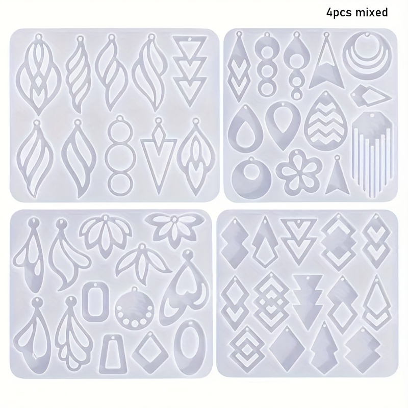 Image of 4pcs Irregular Shape Resin Earring Molds With Holes – Silicone Pendant Molds For Epoxy Resin Jewelry Making Kit | Earrings, Necklaces & Pendants