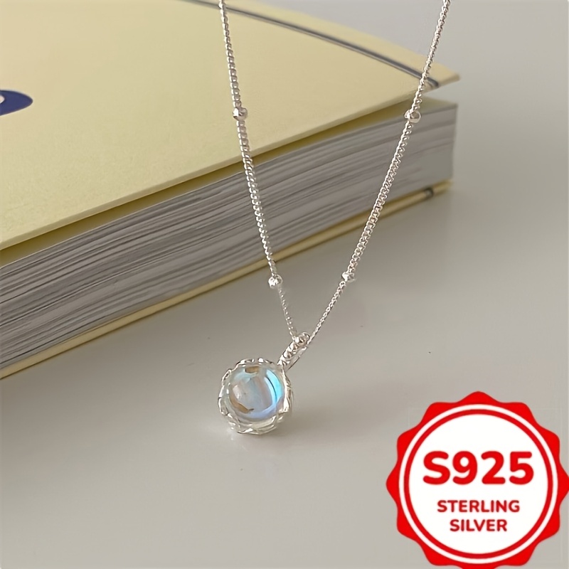 TEMU Minimalist 925 Sterling Silver Pendant Necklace, Suitable For Allergies, As A Dating Gift For Women