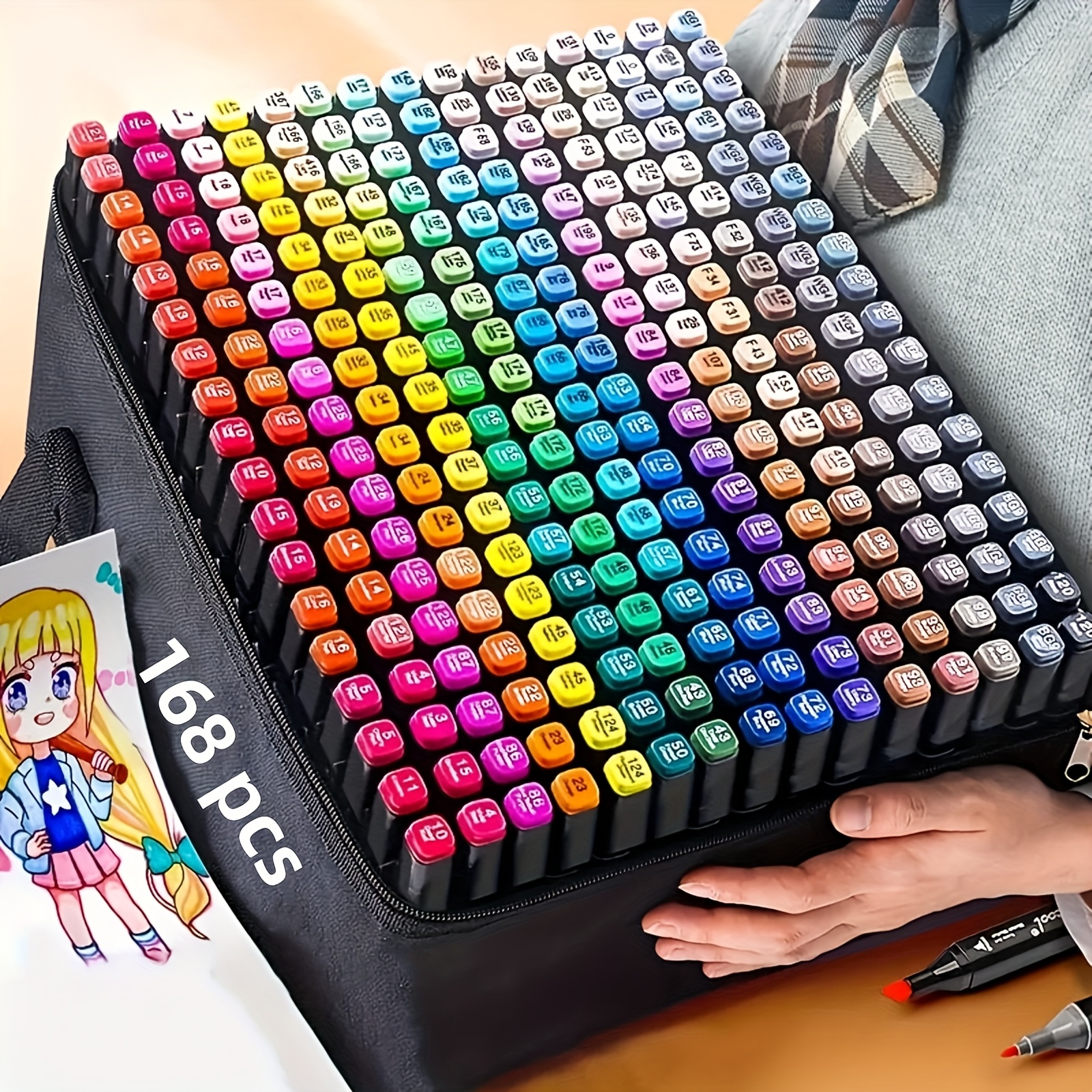 TEMU 36/136/168/262 Colors Alcohol Markers, Dual Tips And Chisel Fine Sketch Art Markers, Art Markers With Case, For Adults Drawing, Sketching, Card