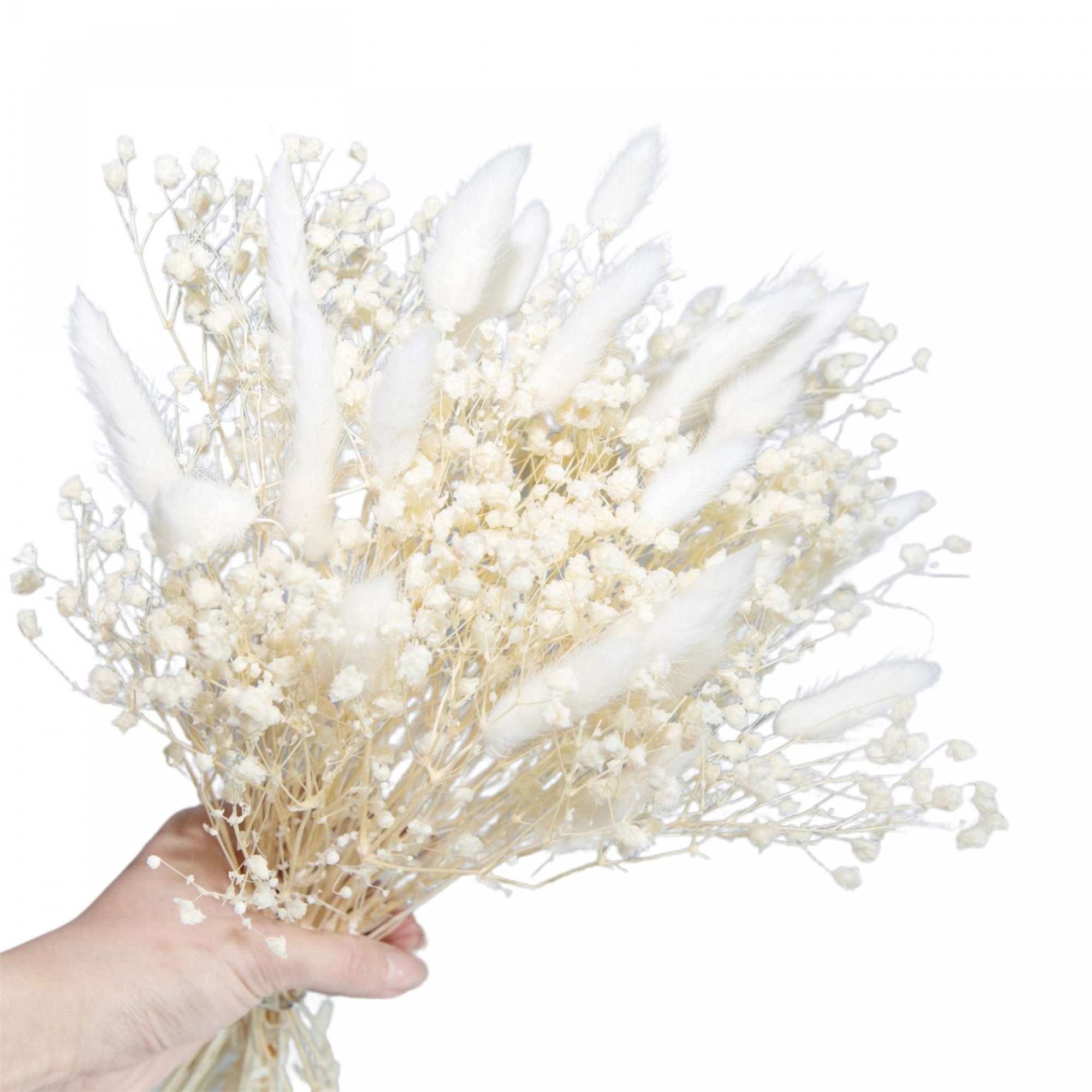 Image of 28pcs Natural Wheat Pampas Grass Bouquet With Bunny Decor - Volume Dried Flower Arrangement Suitable For Centerpiece, Wedding,, Rustic Table Decorations, Wheat Grass For Decoration