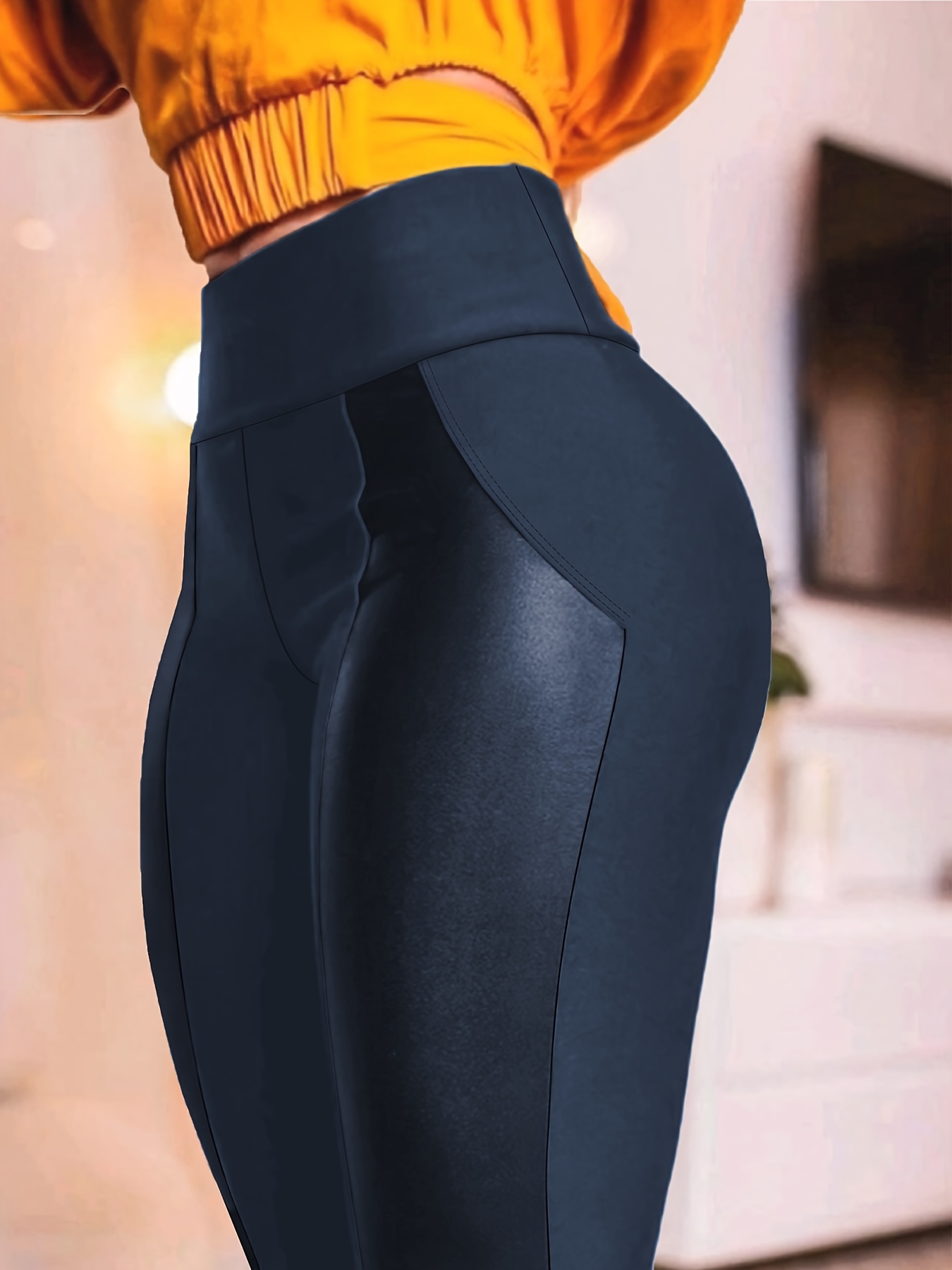 Fashion Casual, Solid Color, Outdoor Commute, Home Daily, Comfortable Elastic Waist, Panel Design, Versatile Recommendation, Women'S Tight Base Layer Long Pants