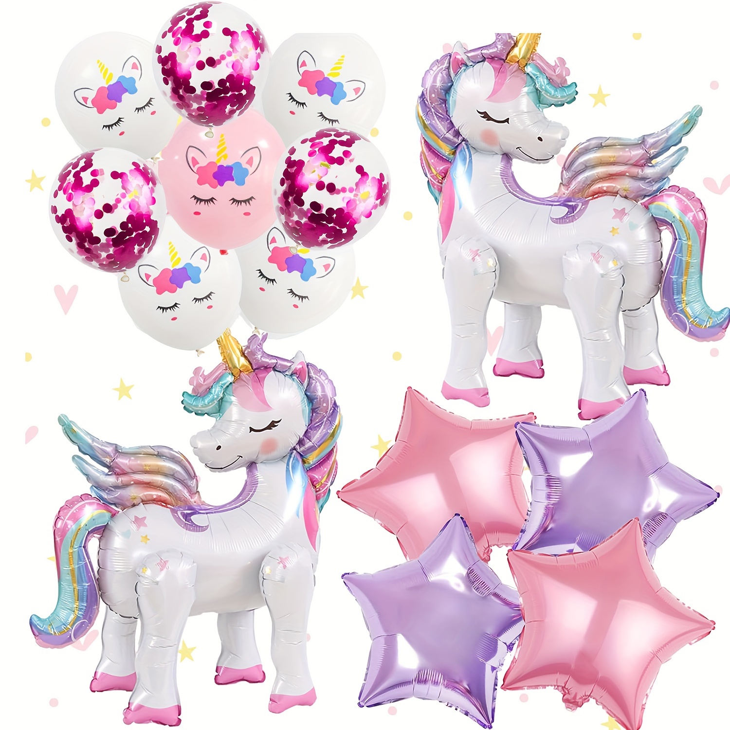 

16pcs Unicorn Set For Birthdays & Weddings - 4d Decorations, No Needed, For &