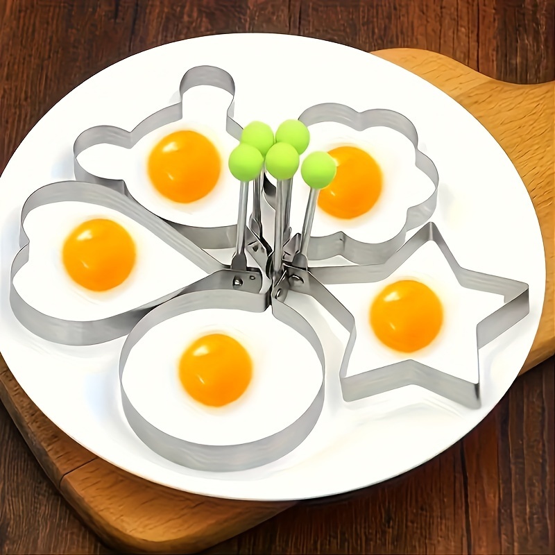 E-shop 5-teiliges Eierformen-Set – Sie Ihr mit Herz- Reisball-Designs aus antihaftbeschichtetem Edelstahl