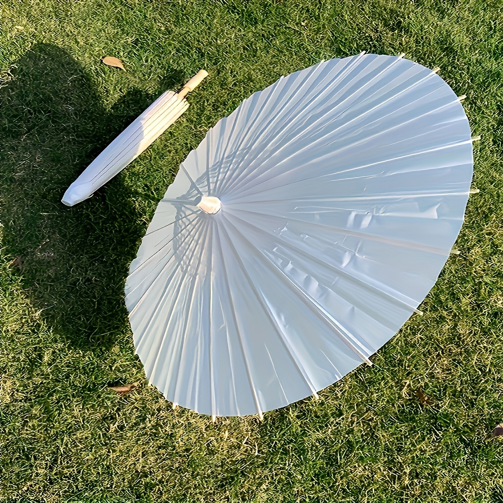 

1pc Elegant Handcrafted White Plastic Umbrella For Brides, Wedding Decor - Artistic Prop For Photography, No Power Or Feathers Required