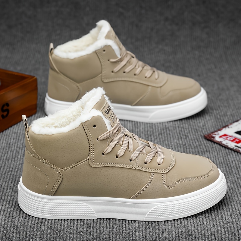 mens   top lace up boots with warm plush lining for comfortable winter outdoor street walking and strolling winter boots Product details 4