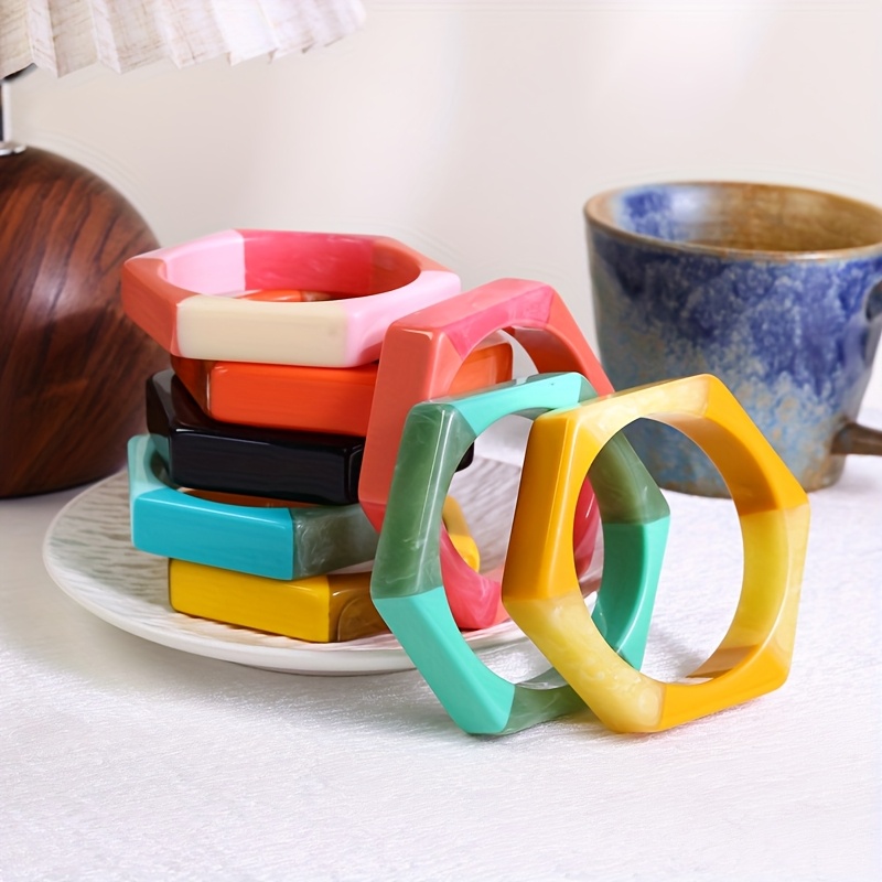 Women's Two-Tone Multi-Color Spliced Bangle Bracelet