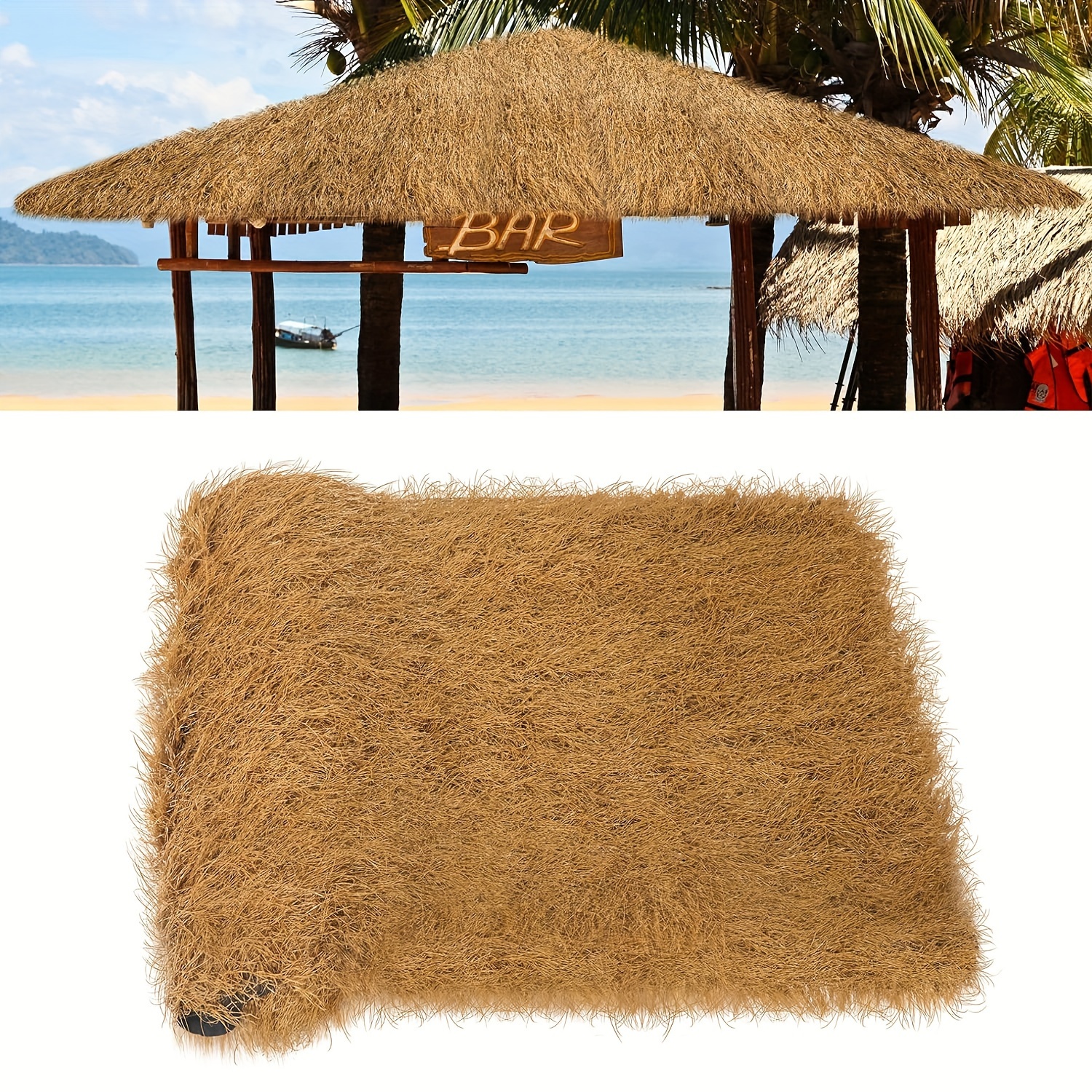 

Synthetic Thatch Grass Roof Artificial Mexican Straw Roll - Fireproof Palapa Thatch Roofing Decorations For Bar Hut Patio Pool Beach Hawaiian Party And Bar Decor