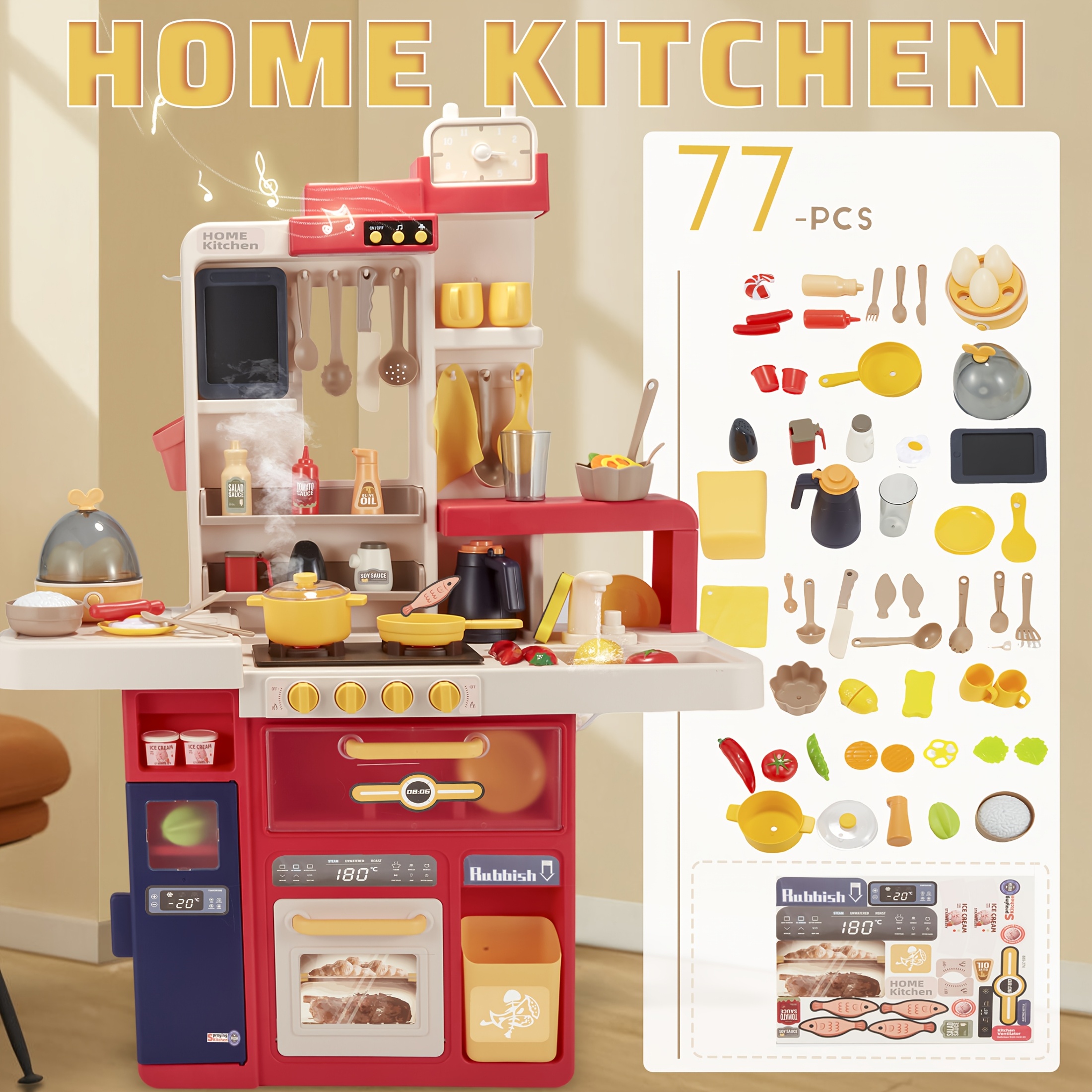 boys girls kitchen playset pots pans steamer play Temu Oman