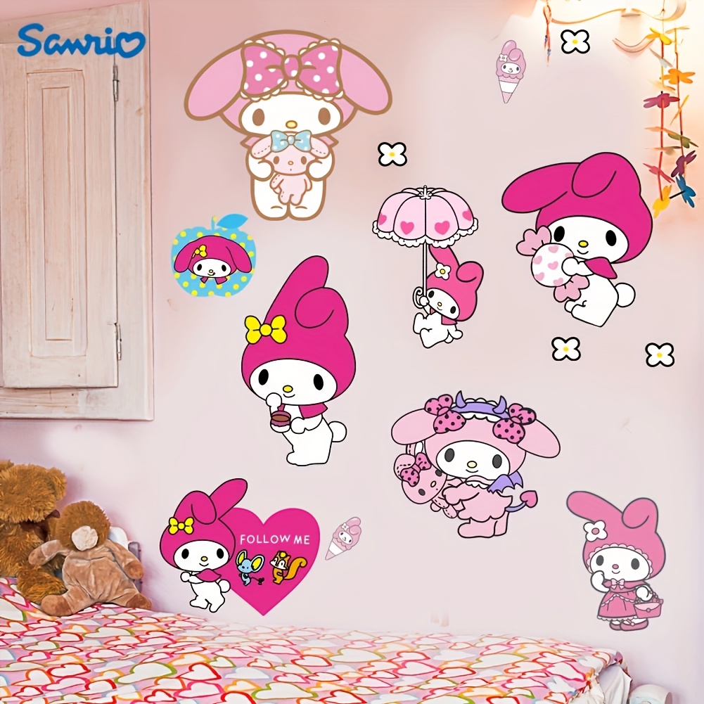 

Set Of Sanrio My Melody 3d Wall Stickers In Vibrant Pink - Cute Cartoon Decals For Bedroom & Party Decor, Paper Material, Wall Stickers For Bedroom