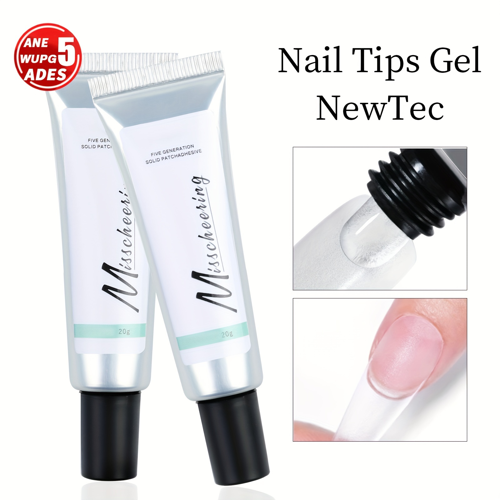 

Nail Tips Gel, 5th Generation Solid Adhesive Nail Gel, Strong Stickiness & Firmness, Easy Operation, Long-lasting Shape & Carving