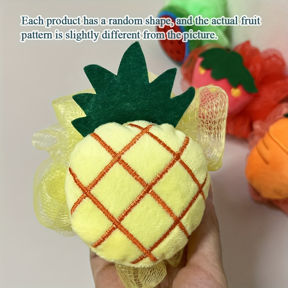 4pcs Fruit Shaped Bath Shower Balls, Soft Bath Scrubber