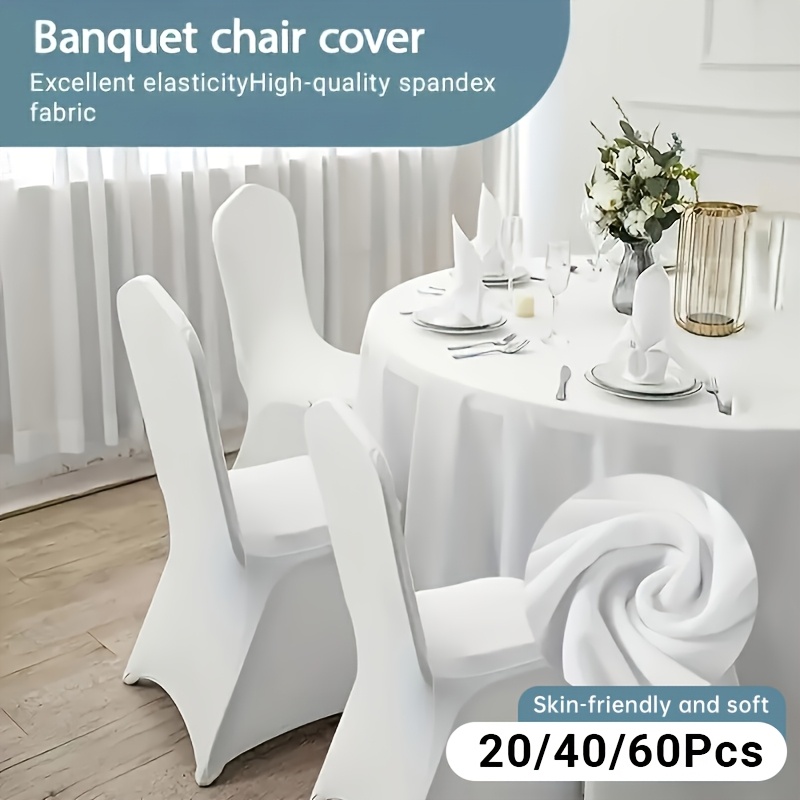 TEMU 20/40/60pcs Stretch Spandex Chair Covers - Folding Kitchen Chairs Cover Universal Washable Slipcovers Protector Removable Chair Covers For Wedding Party Dining Room Banquet Event