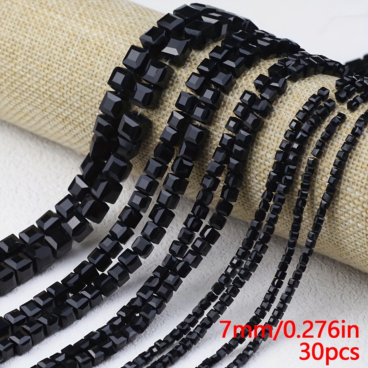 TEMU Schwarze Würfel Facettierter Schneide Lose Perlen Glas Spacer Perlen für Handgemachte Webarmbänder, Halsketten, Ohrringe, Schmuck,