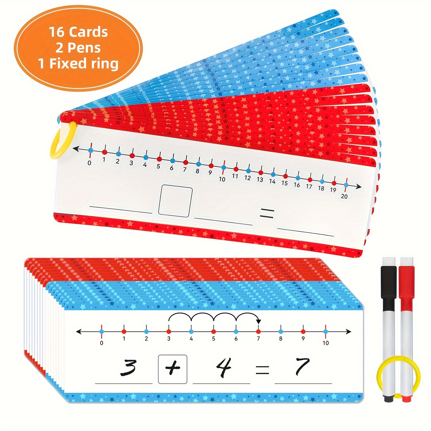

16pcs Counting Axis Cards Set, Reusable For Math Learning, Math Learning Tools, Learning Teaching Toys, Suitable For Children, Students, Classrooms And Families, School Education Essentials