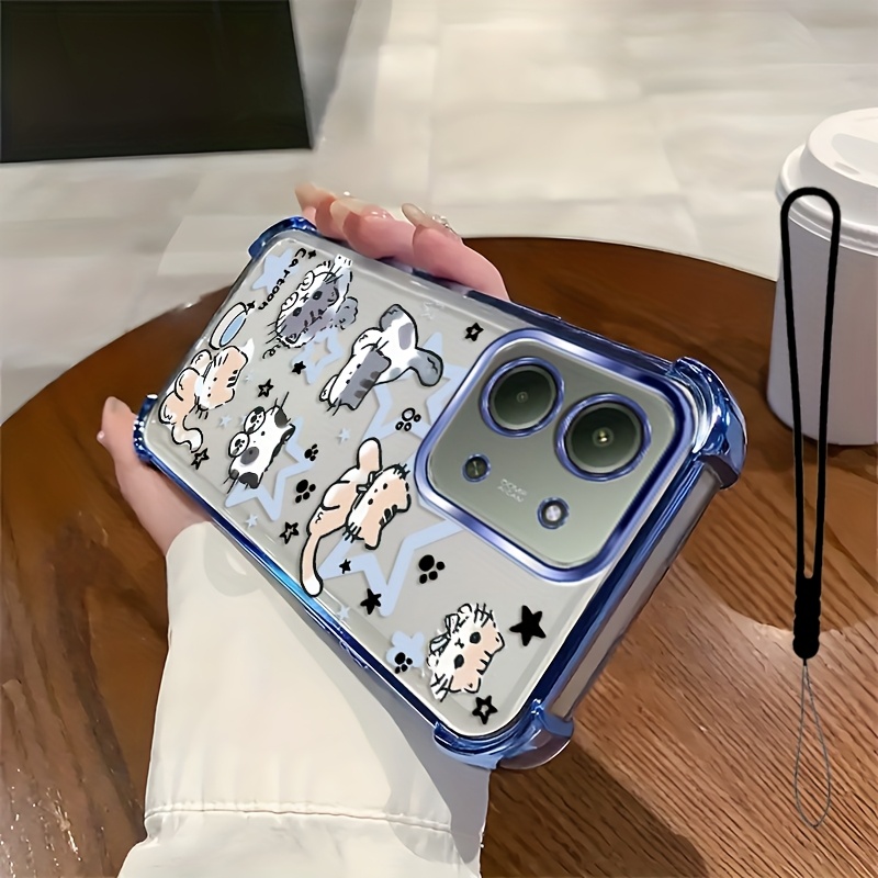 TEMU Phone Case Suitable For Redmi 15c,with A Phone Lanyard,cute Cartoon Cat Pattern Colorful Phone Cover With Functional Design And Stylish Look