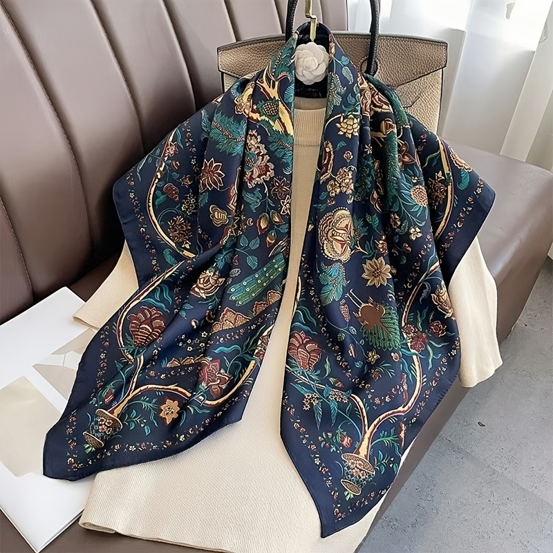 

A New Women's 90cm Floral Print Scarf , Elegant, And Simple, , Suitable For Decorating Shirts And Providing .